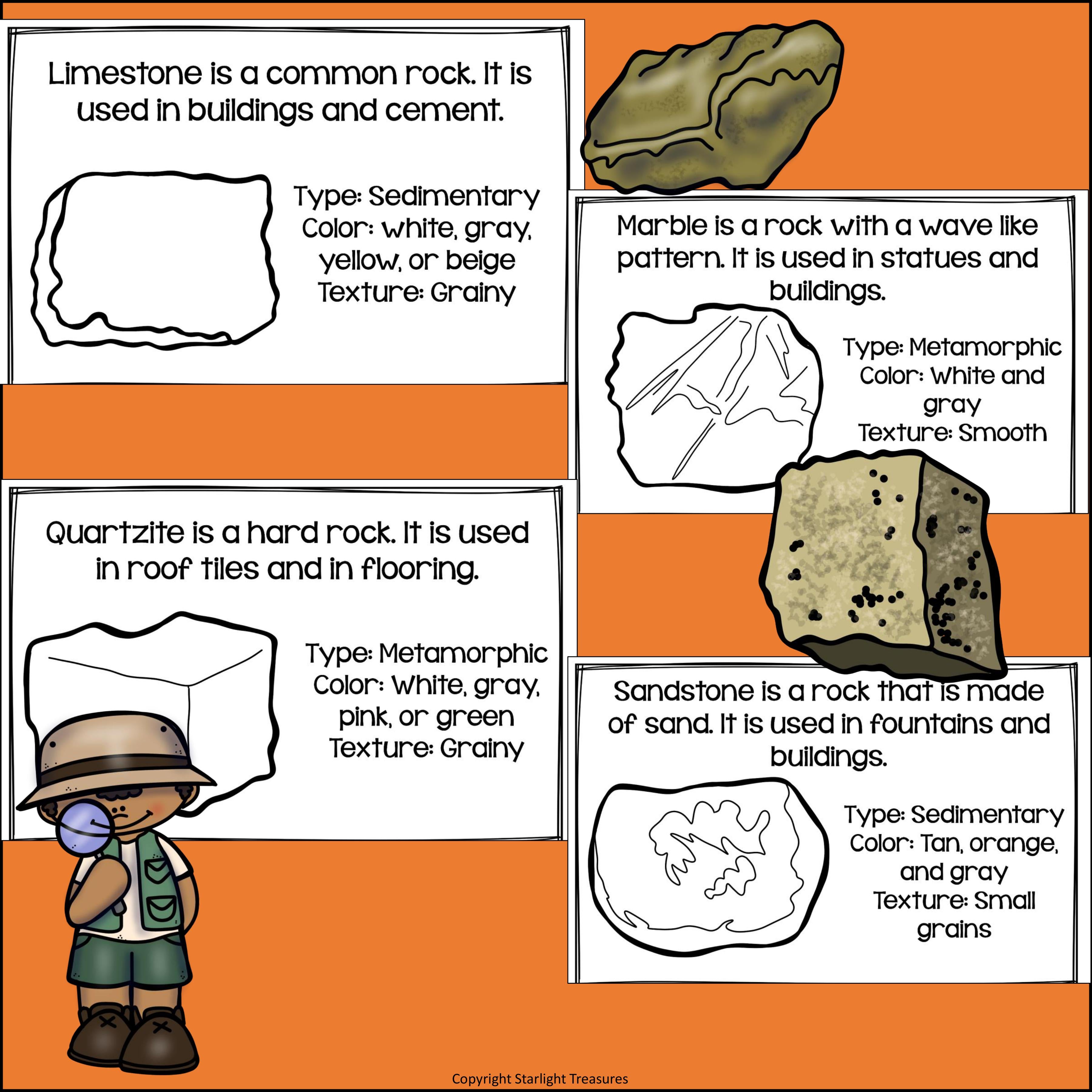 Type of Rocks and Minerals Mini Book for Early Readers: Rock, Minerals, Gemstone