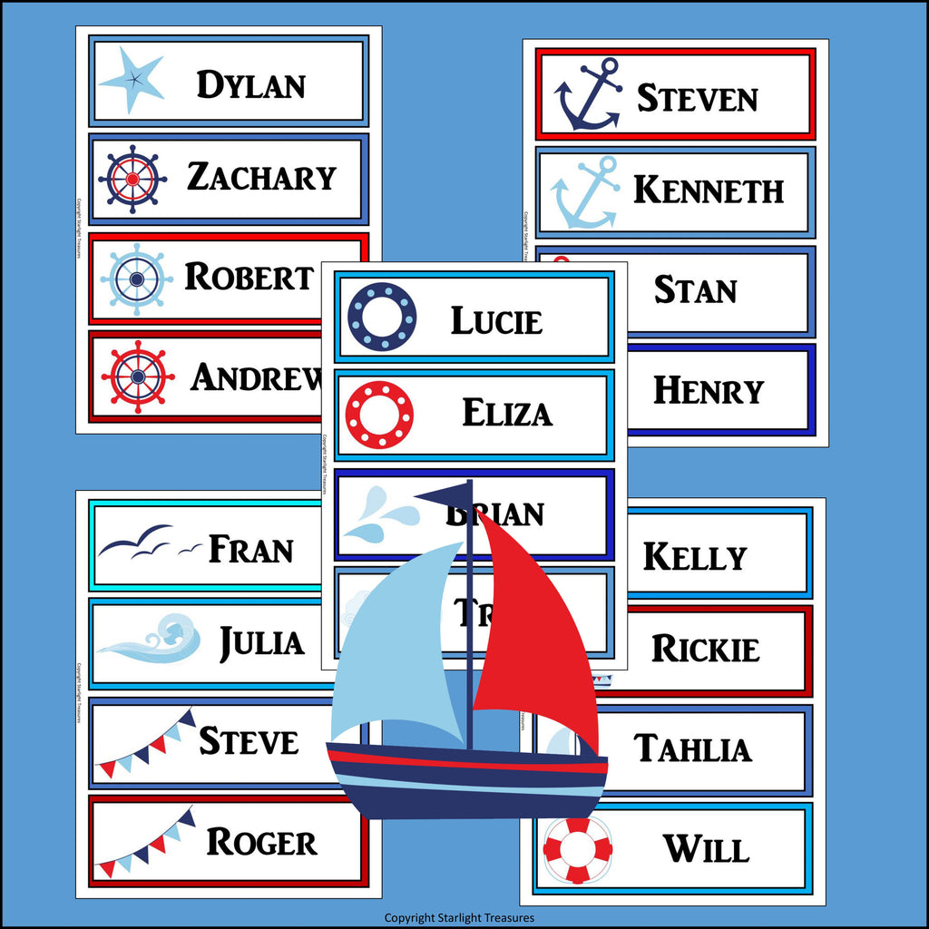 Sailing Name Tags - Editable