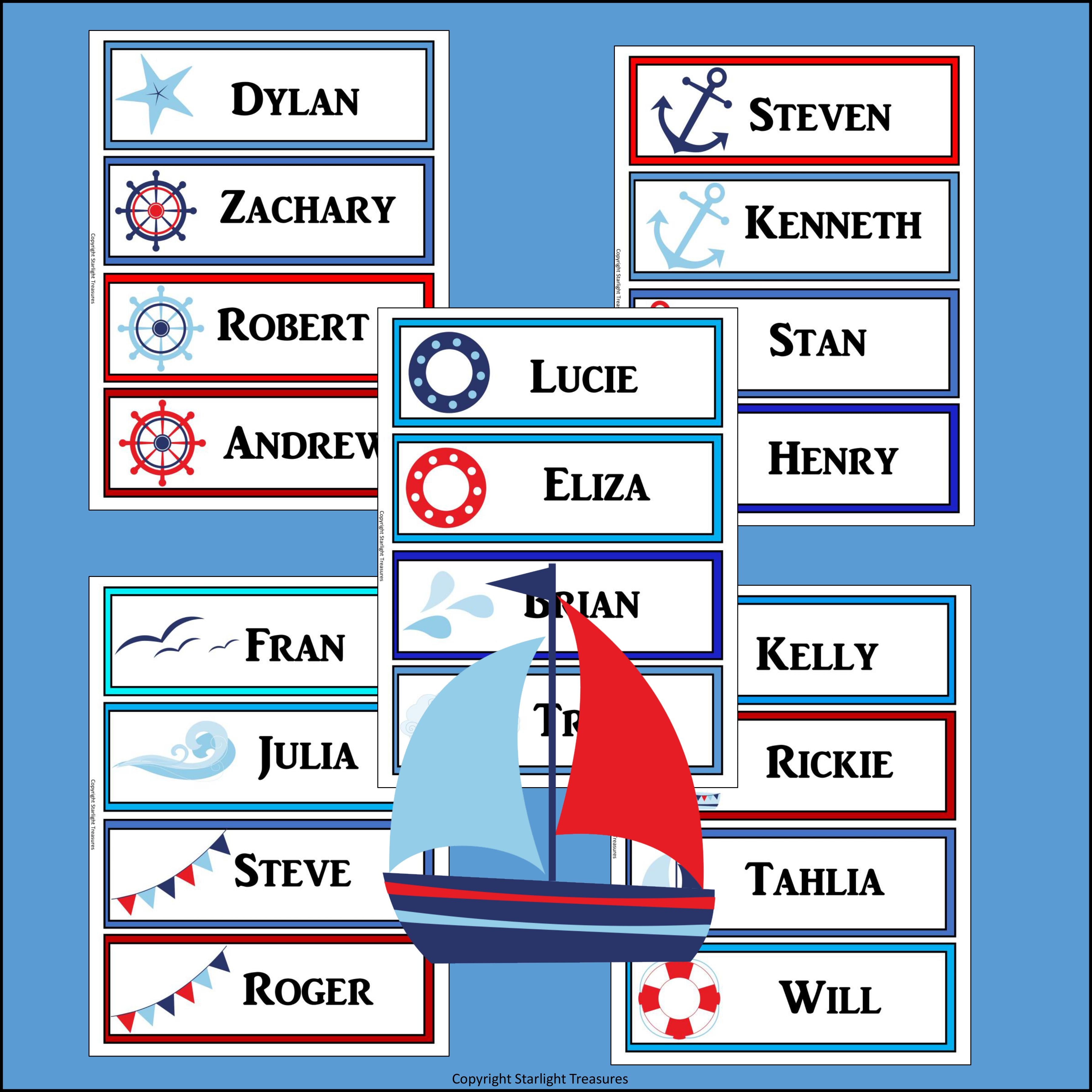 Sailing Name Tags - Editable