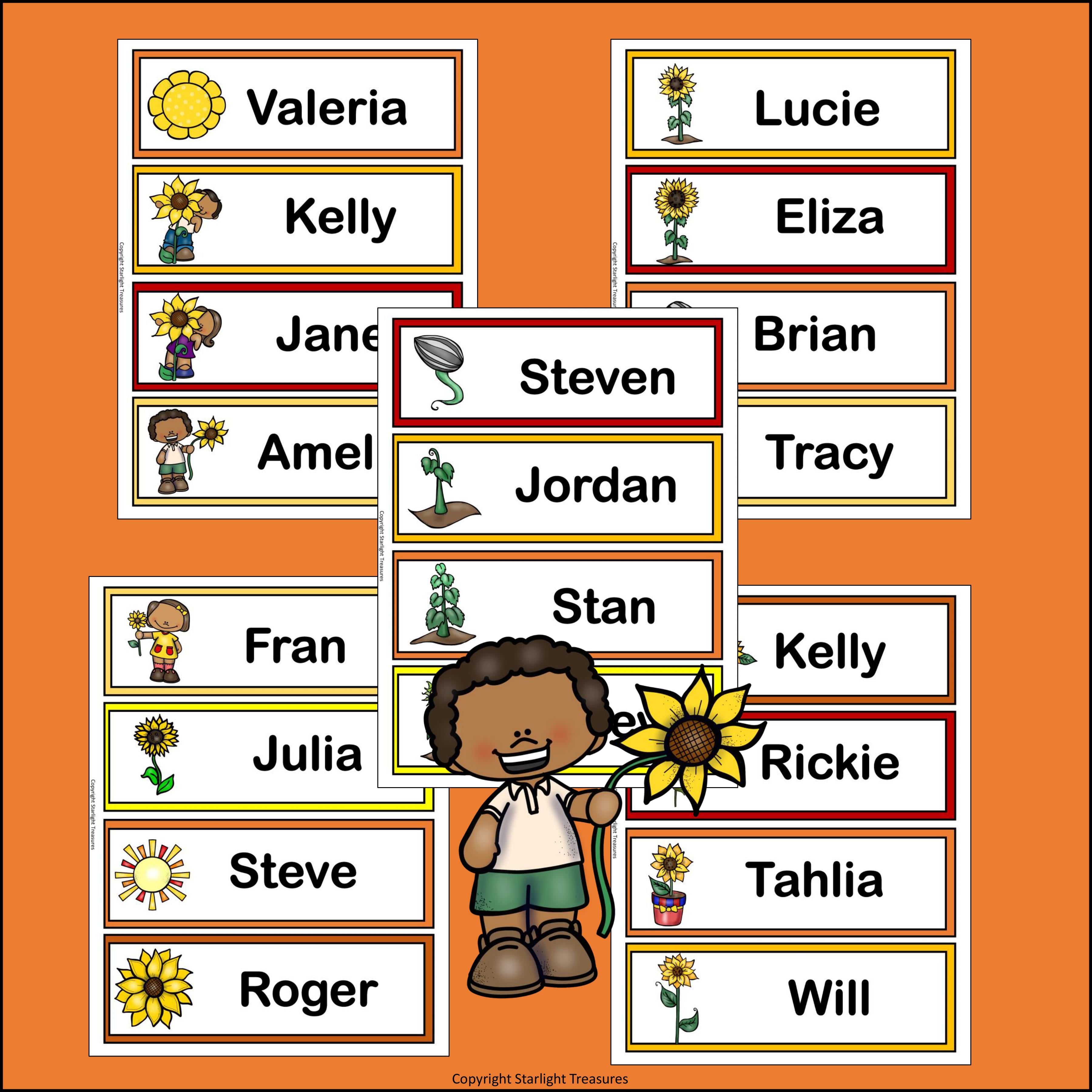 Sunflower Name Tags - Editable