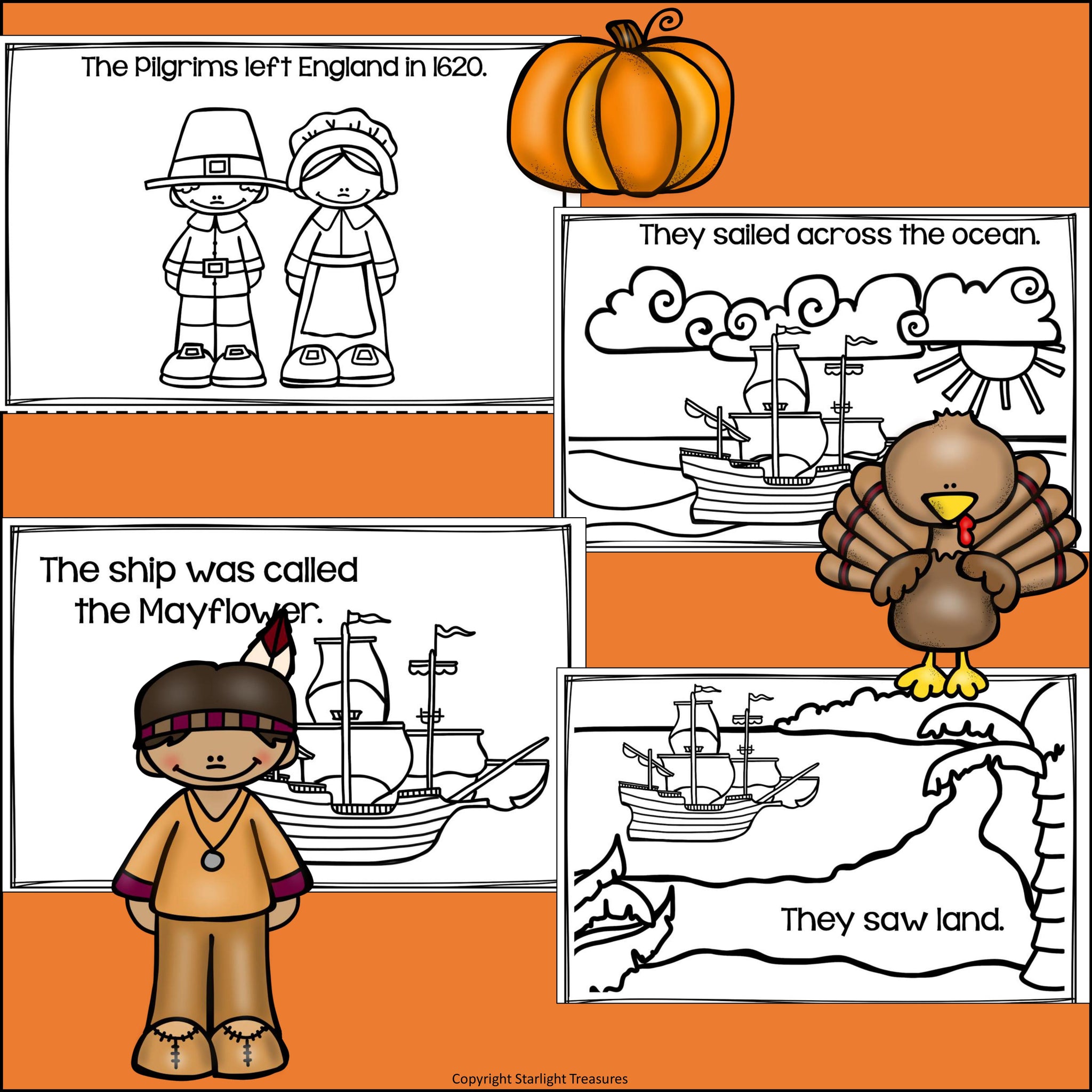 thanksgiving mini book for early readers – starlight treasures llc