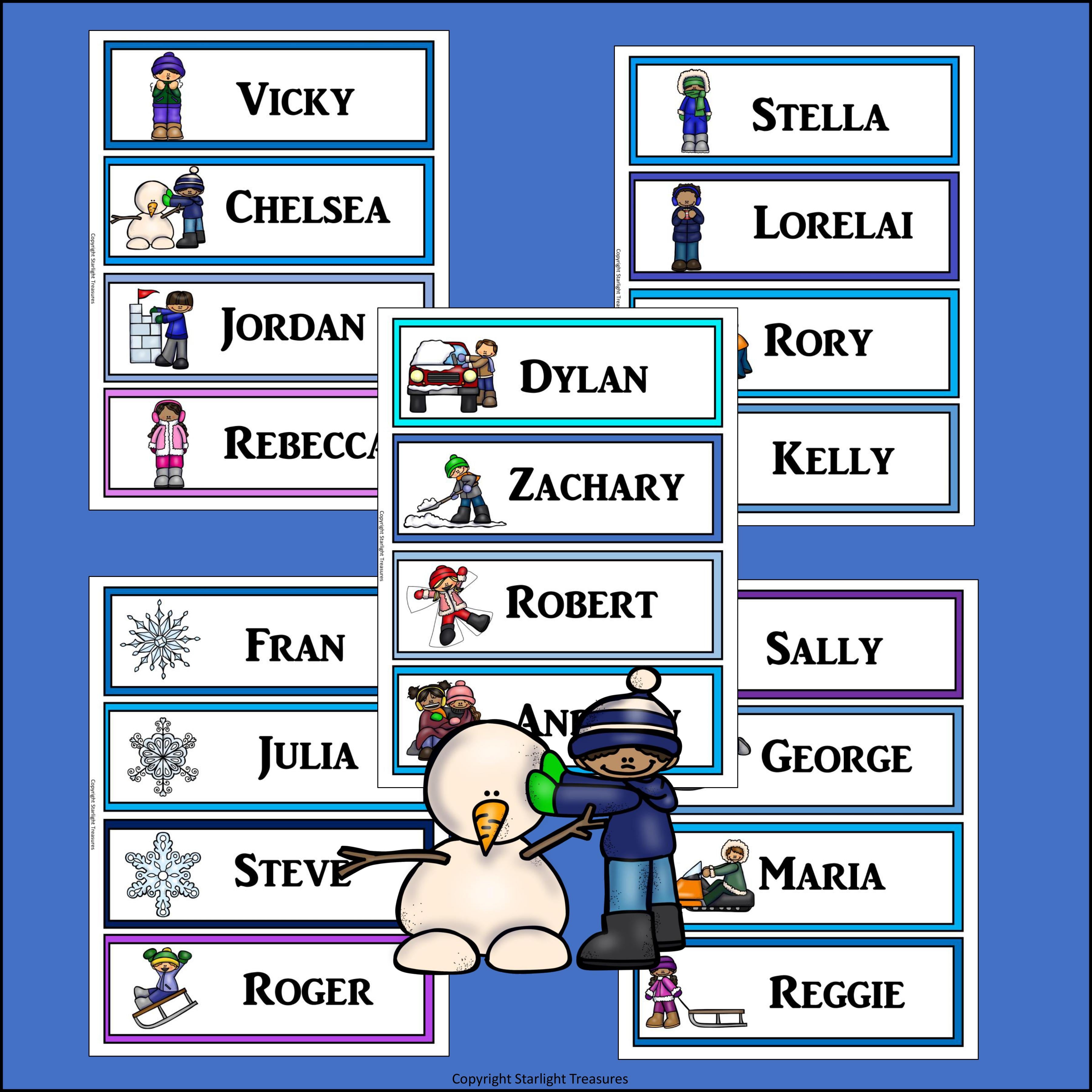 Winter Name Tags - Editable
