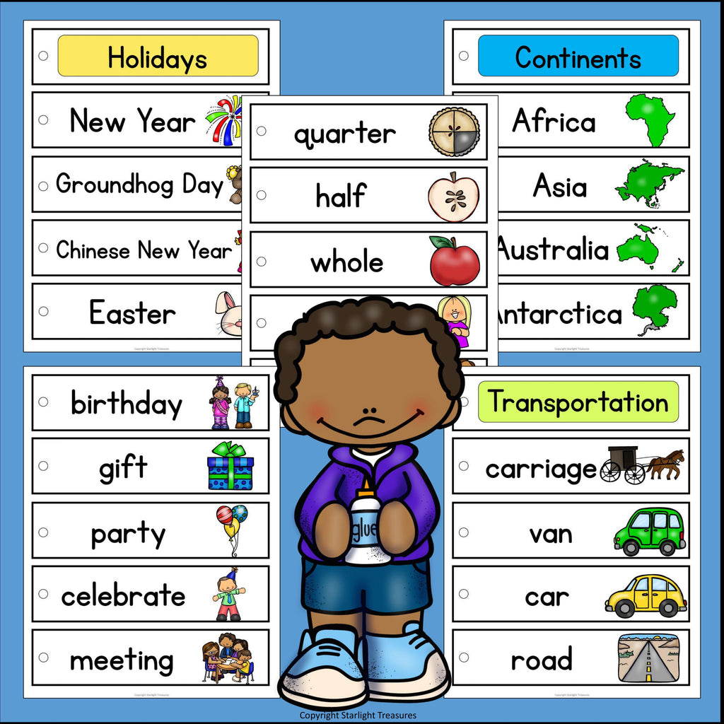Over 1,000 English Words Mobile Word Walls 