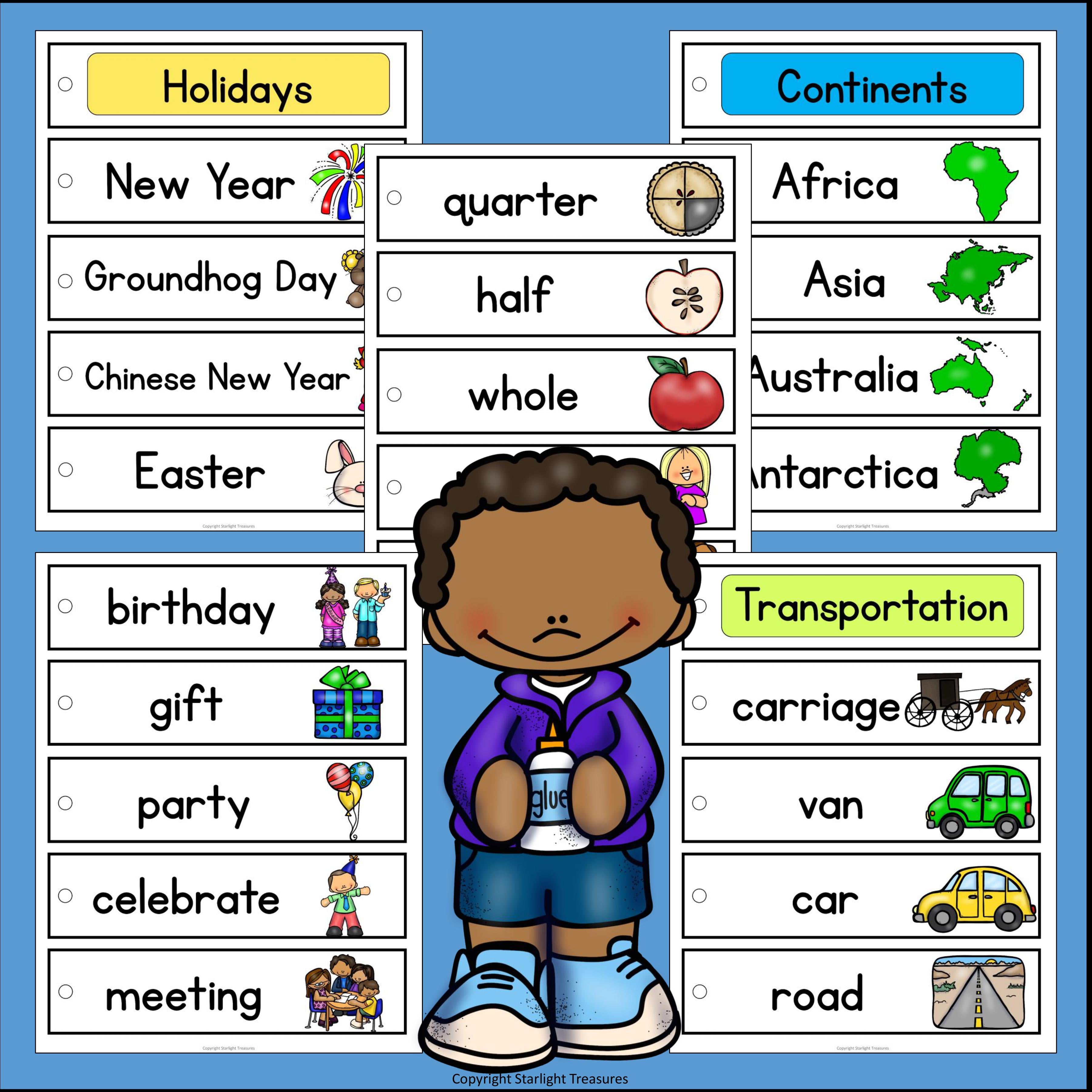 Over 1,000 English Words Mobile Word Walls 