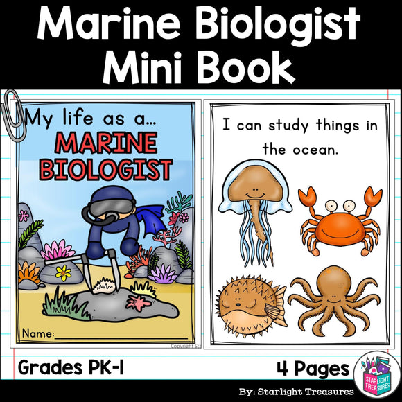 Marine Biologist Mini Book for Early Readers - Types of Scientists