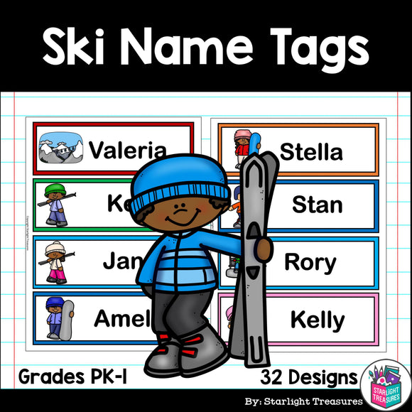 Ski Vacation Name Tags - Editable