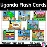 Alphabet Flash Cards for Early Readers - Country of Uganda