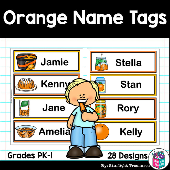 Orange Name Tags - Editable