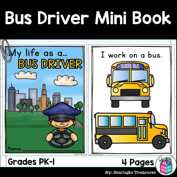 Bus Driver Mini Book for Early Readers - Careers and Community Helpers