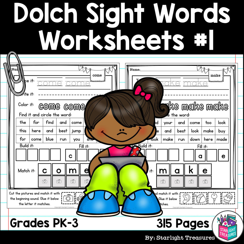 Dolch Sight Words Worksheets #1 and Activities for Early Readers
