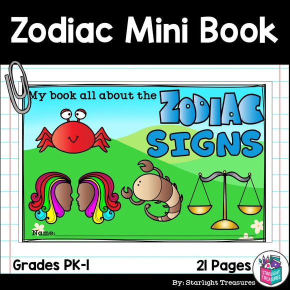 Zodiac Signs Mini Book for Early Readers