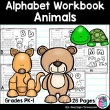 Alphabet Workbook: Worksheets A-Z Animal Theme