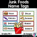 Junk Foods Name Tags - Editable