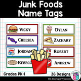 Junk Foods Name Tags - Editable
