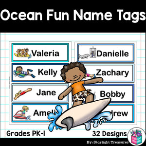 Ocean Fun Name Tags - Editable