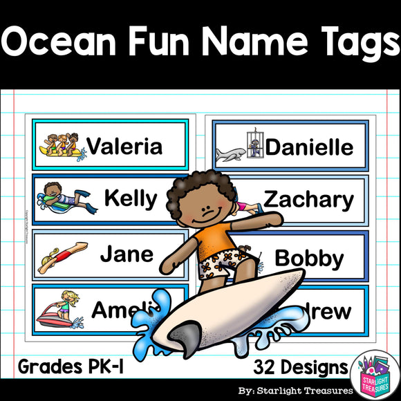 Ocean Fun Name Tags - Editable