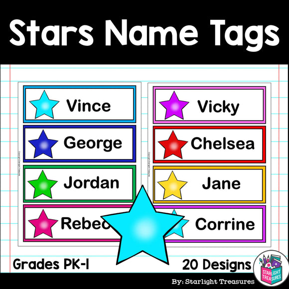 Stars Name Tags - Editable