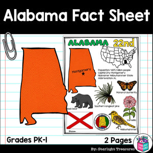 Alabama Fact sheet for early readers
