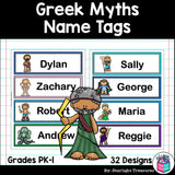 Greek Myths Name Tags - Editable