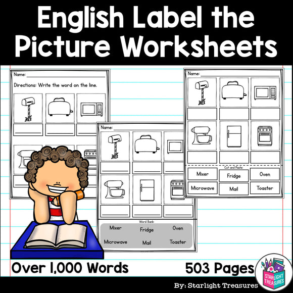  Label the Picture Worksheets 