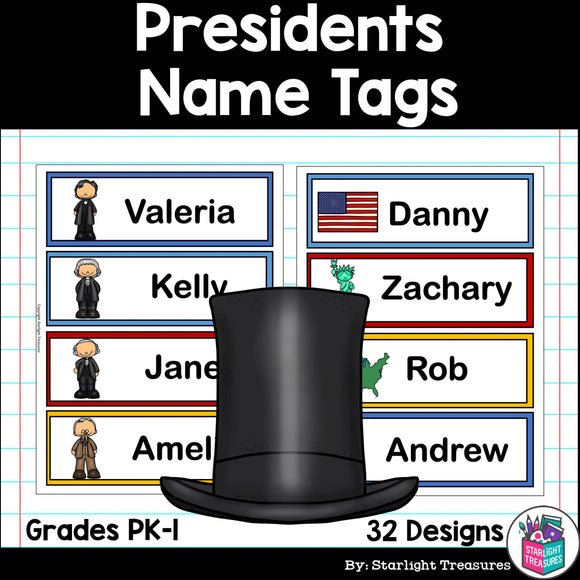 Presidents' Day Name Tags - Editable