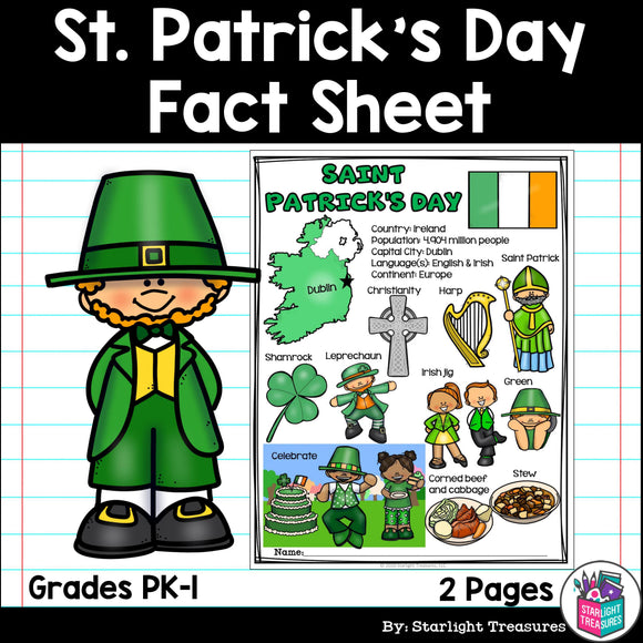 Saint Patrick's Day Fact Sheet for Early Readers