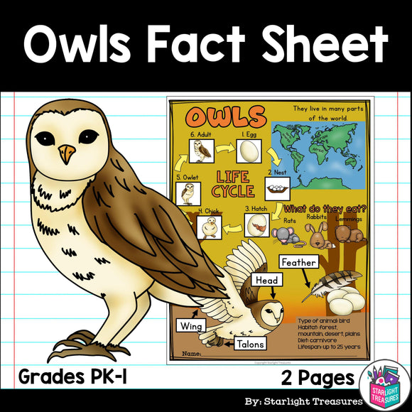 Owls Fact Sheet for Early Readers