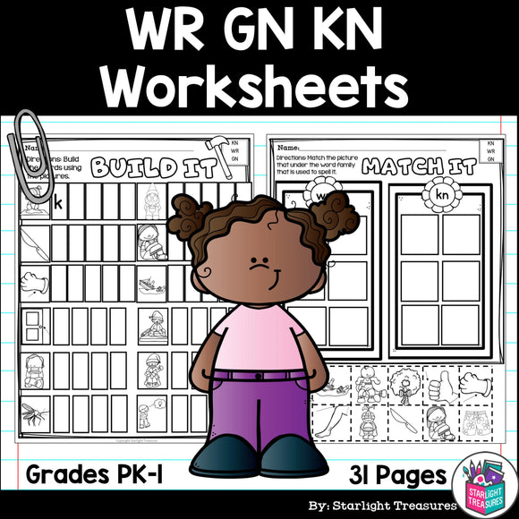 WR, KN, GN Worksheets and Activities for Early Readers