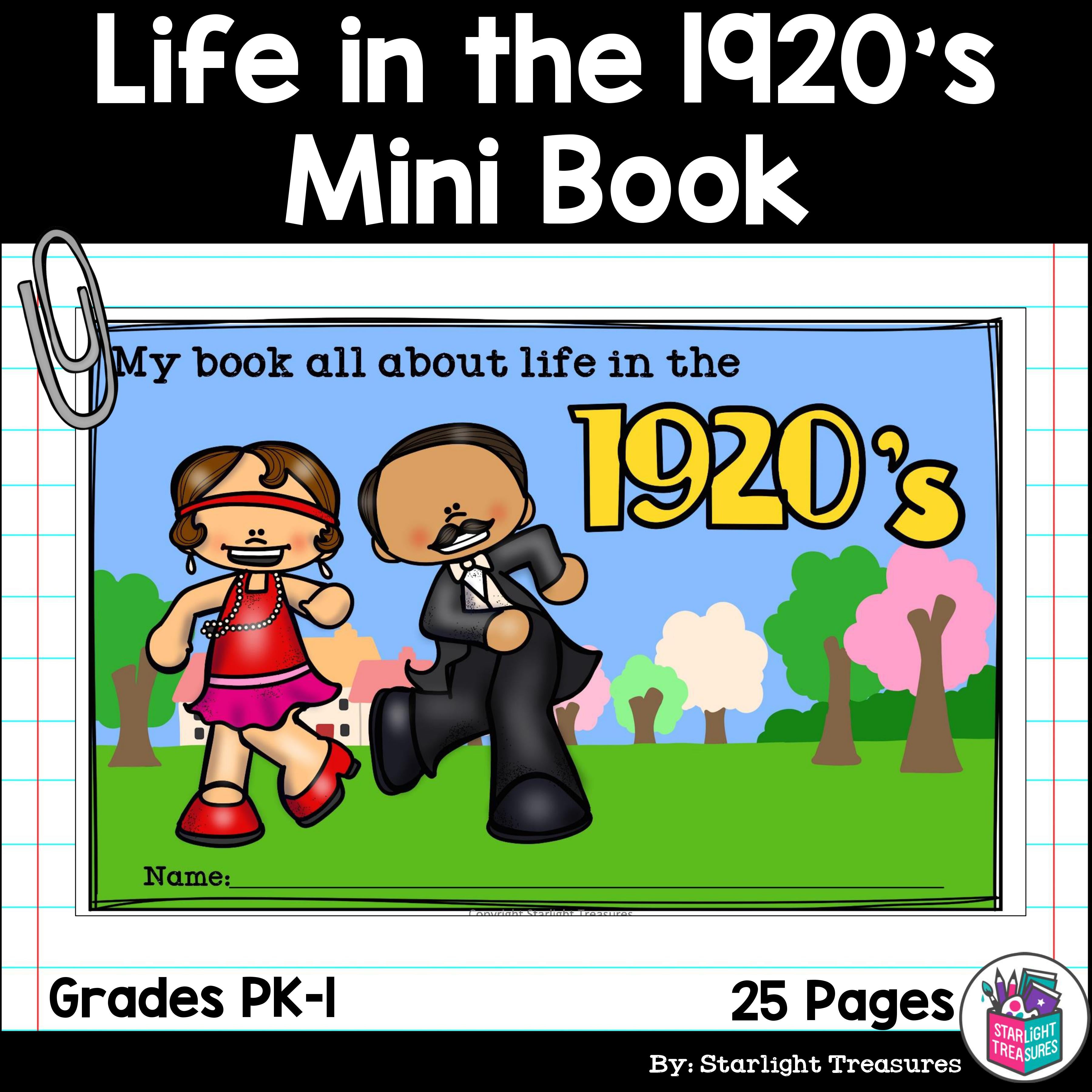 Life in the 1920s Mini Book for Early Readers