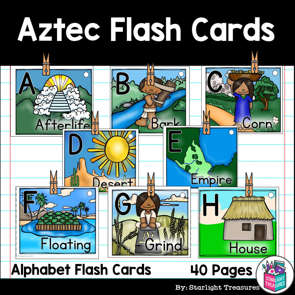 Alphabet Flash Cards for Early Readers - Aztecs