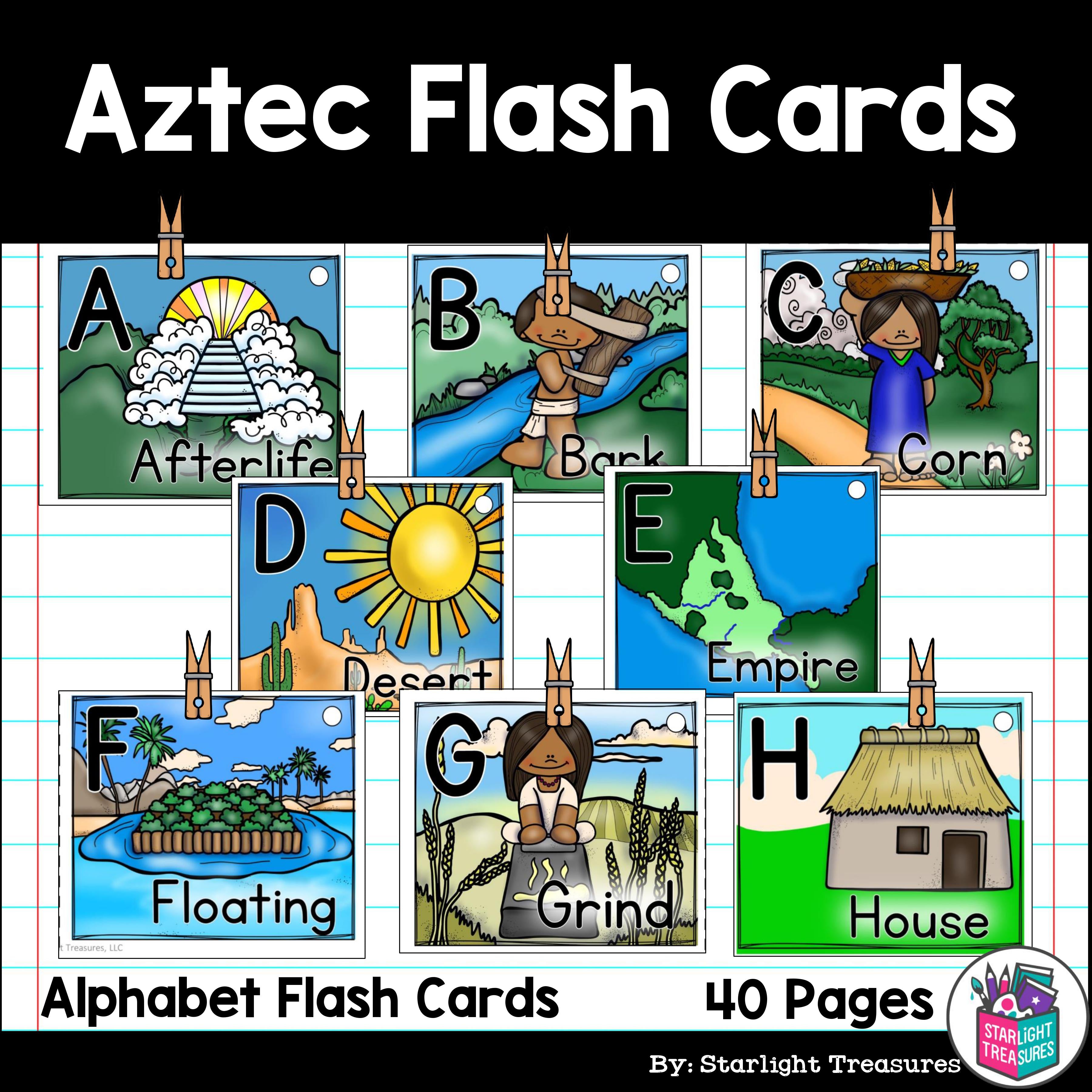 Alphabet Flash Cards for Early Readers - Aztecs