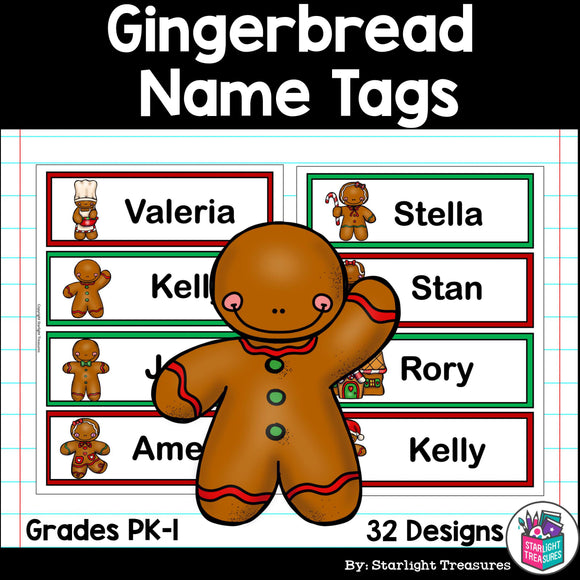 Gingerbread Name Tags - Editable