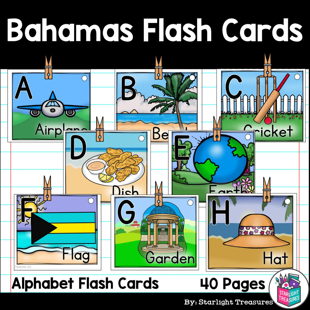 Alphabet Flash Cards for Early Readers - Country of Bahamas