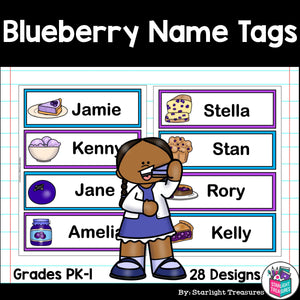 Blueberry Name Tags - Editable