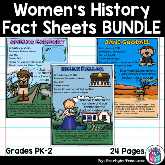 Women's History Month Fact Sheets for Early Readers