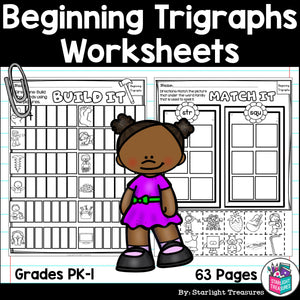 Beginning Trigraphs Worksheets and Activities for Early Readers