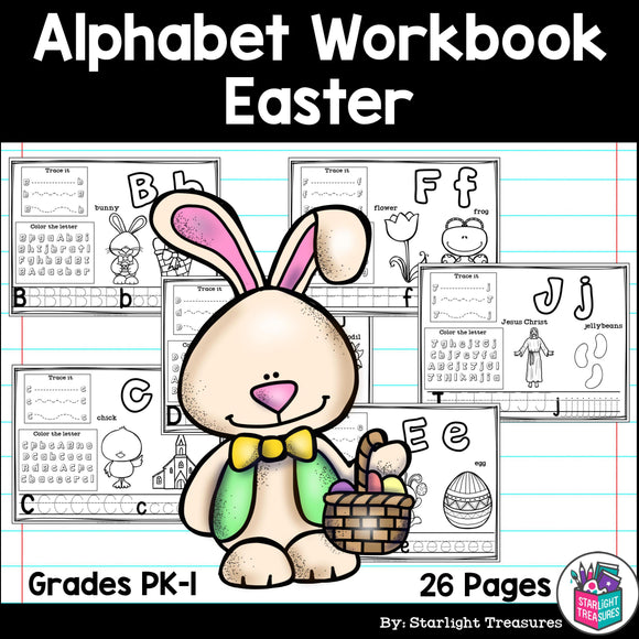 Alphabet Workbook: Worksheets A-Z Easter