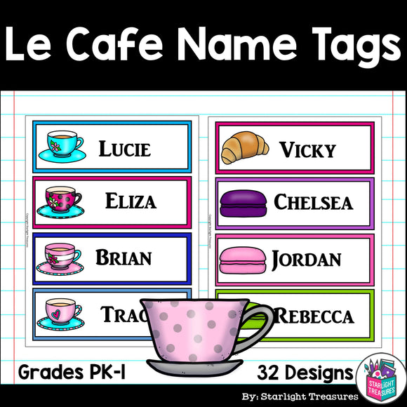 Le Cafe Name Tags - Editable