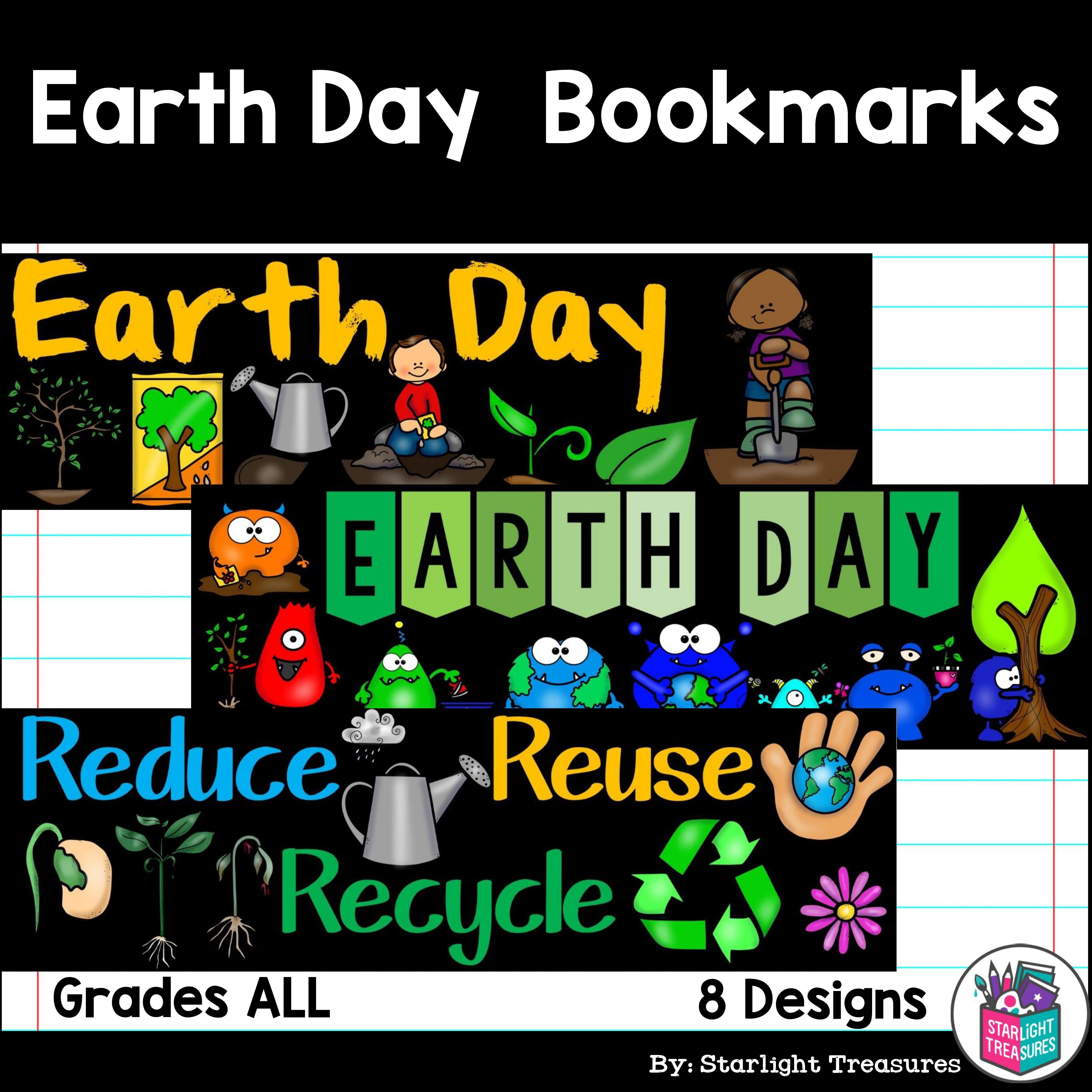 Earth Day Cut n' Color Bookmarks: Black and White AND Full Color