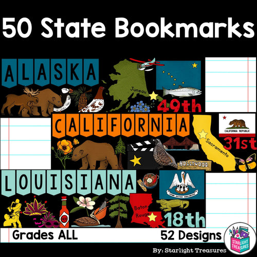 50 states bookmarks for early readers