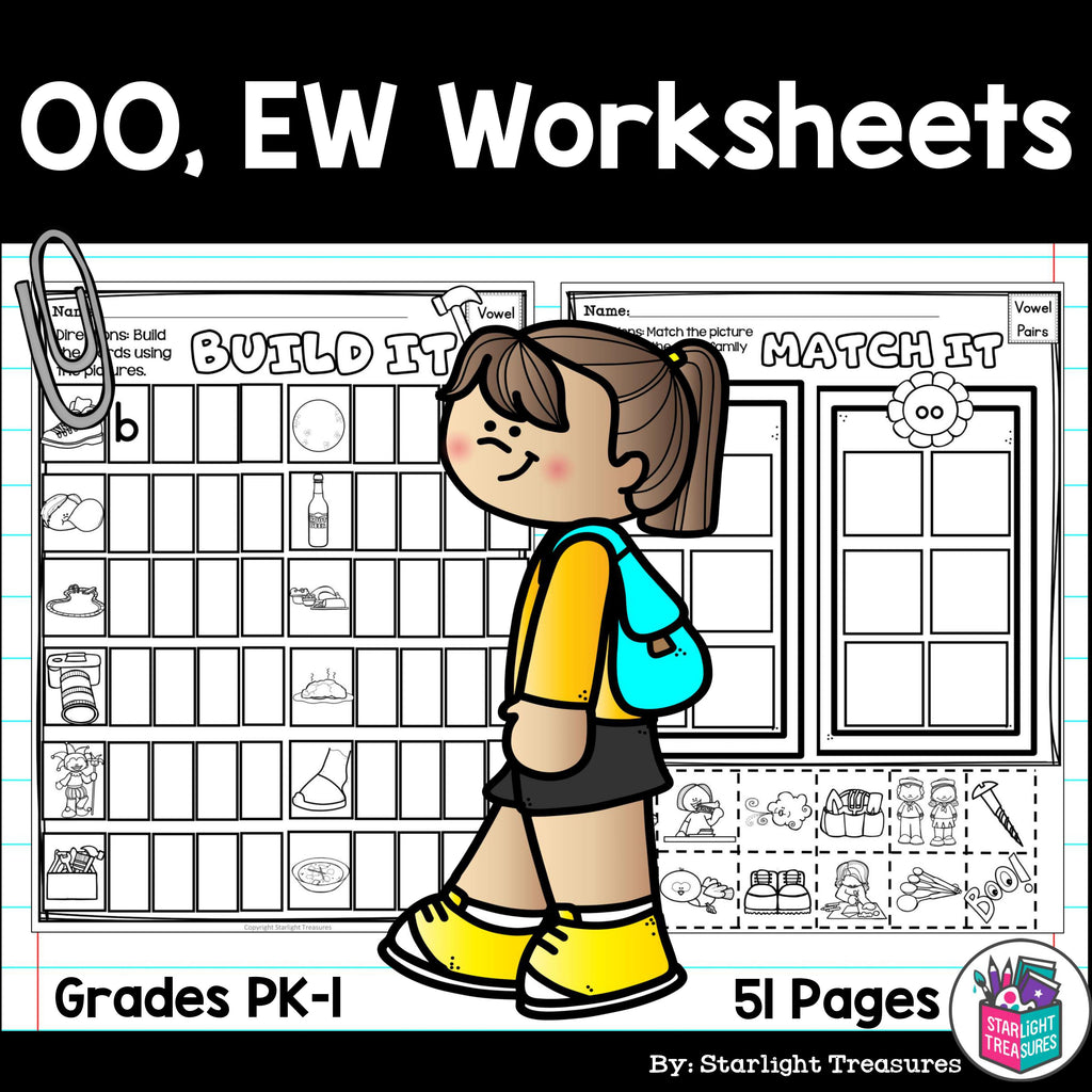 Vowel Pairs OO, EW Worksheets and Activities for Early Readers