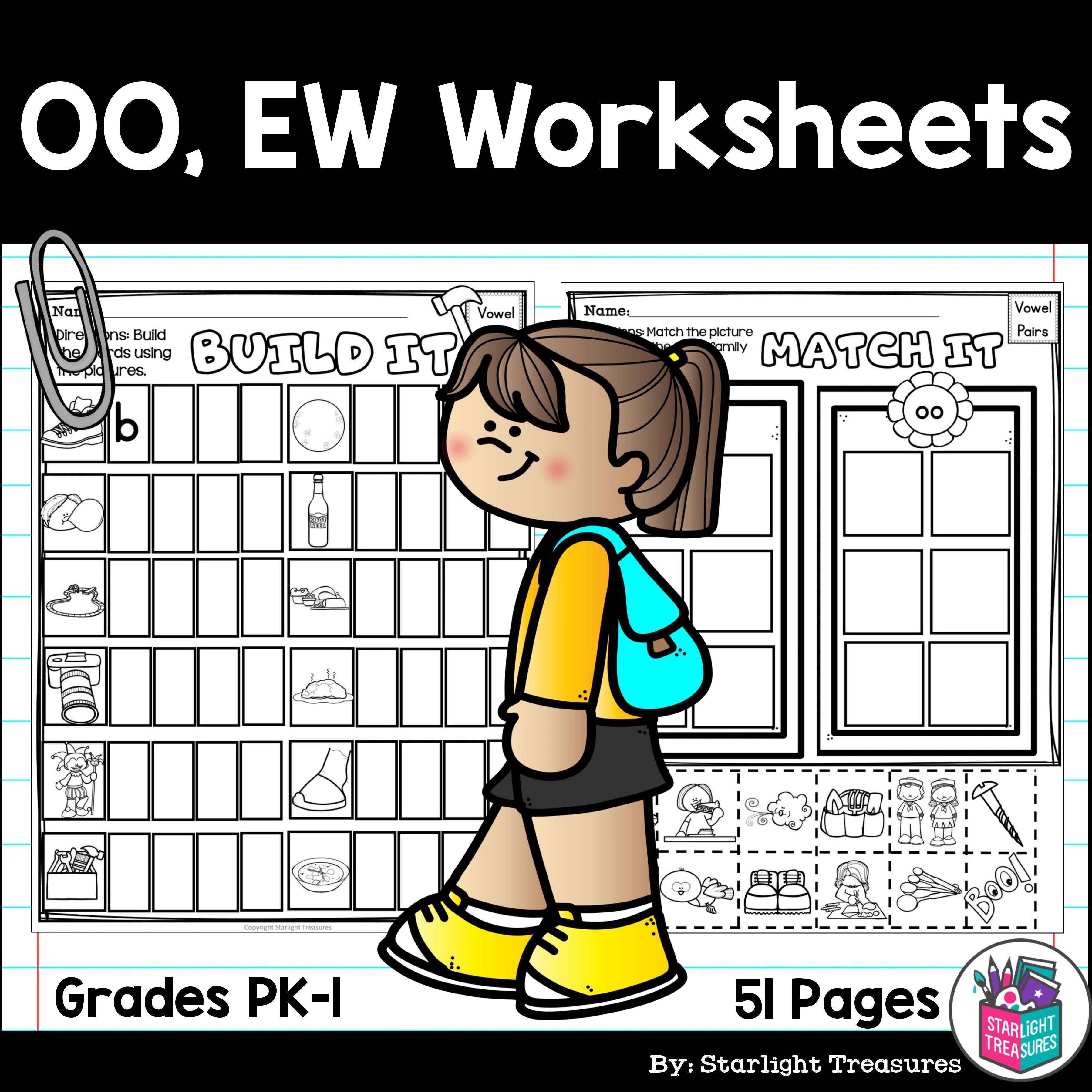 Vowel Pairs OO, EW Worksheets and Activities for Early Readers