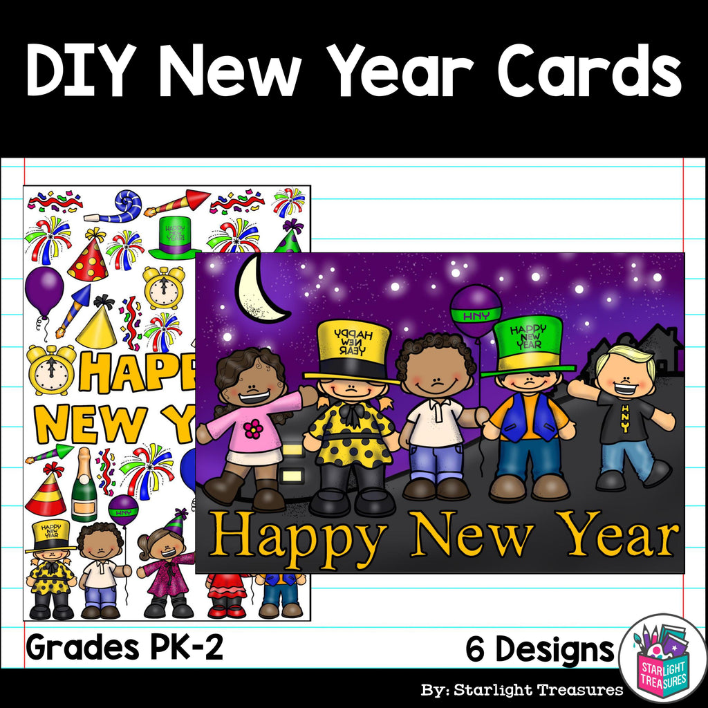 DIY New Year Coloring Cards