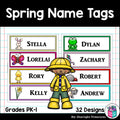Spring Name Tags - Editable