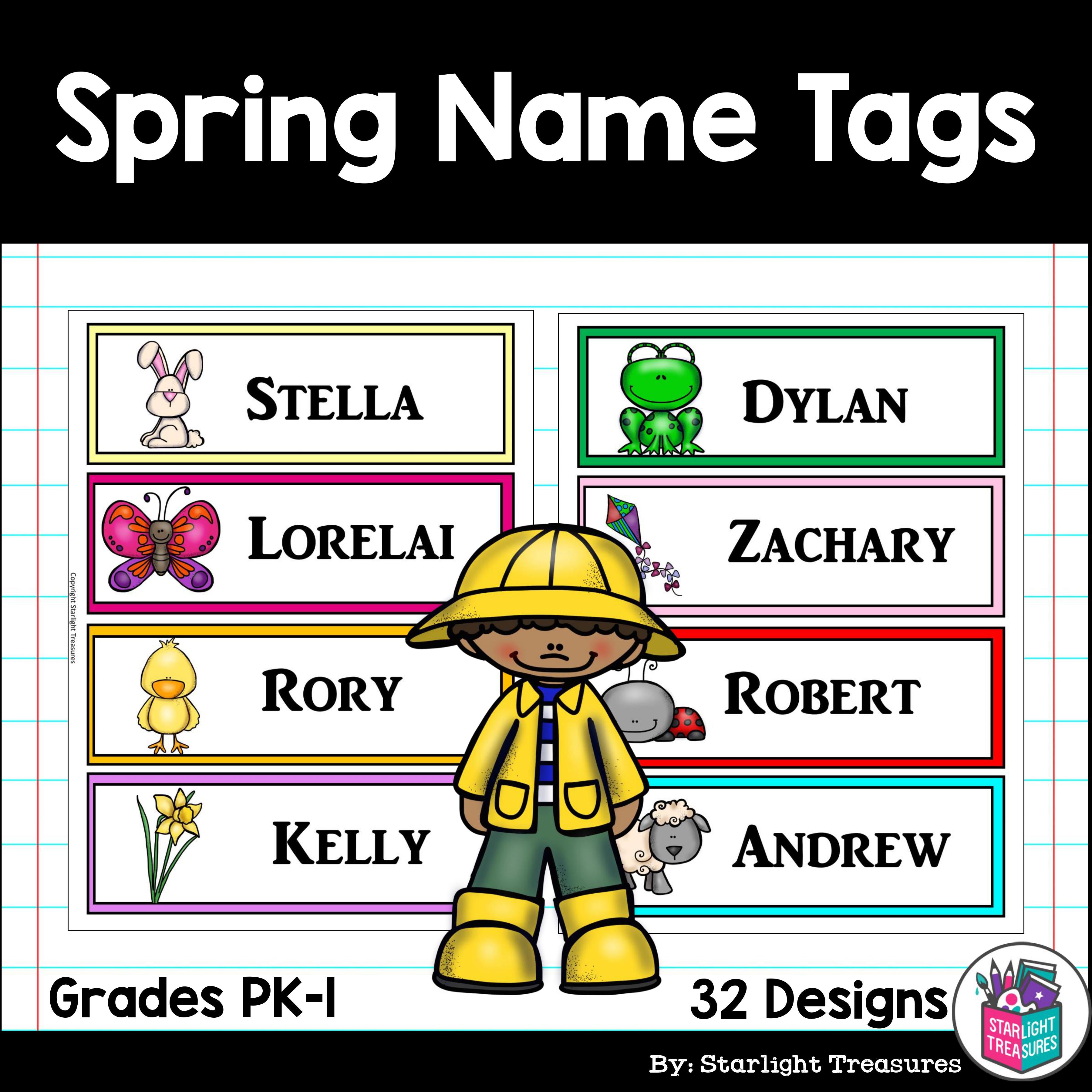Spring Name Tags - Editable