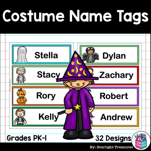 Halloween Costumes Name Tags - Editable