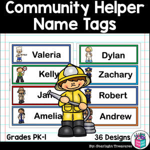 Community Helpers Name Tags - Editable