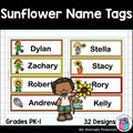 Sunflower Name Tags - Editable