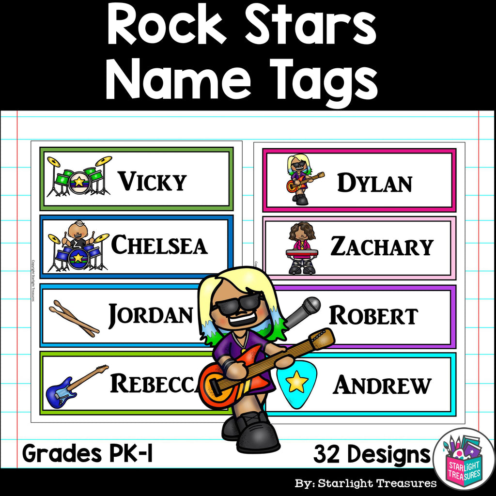 Rock Stars Name Tags - Editable
