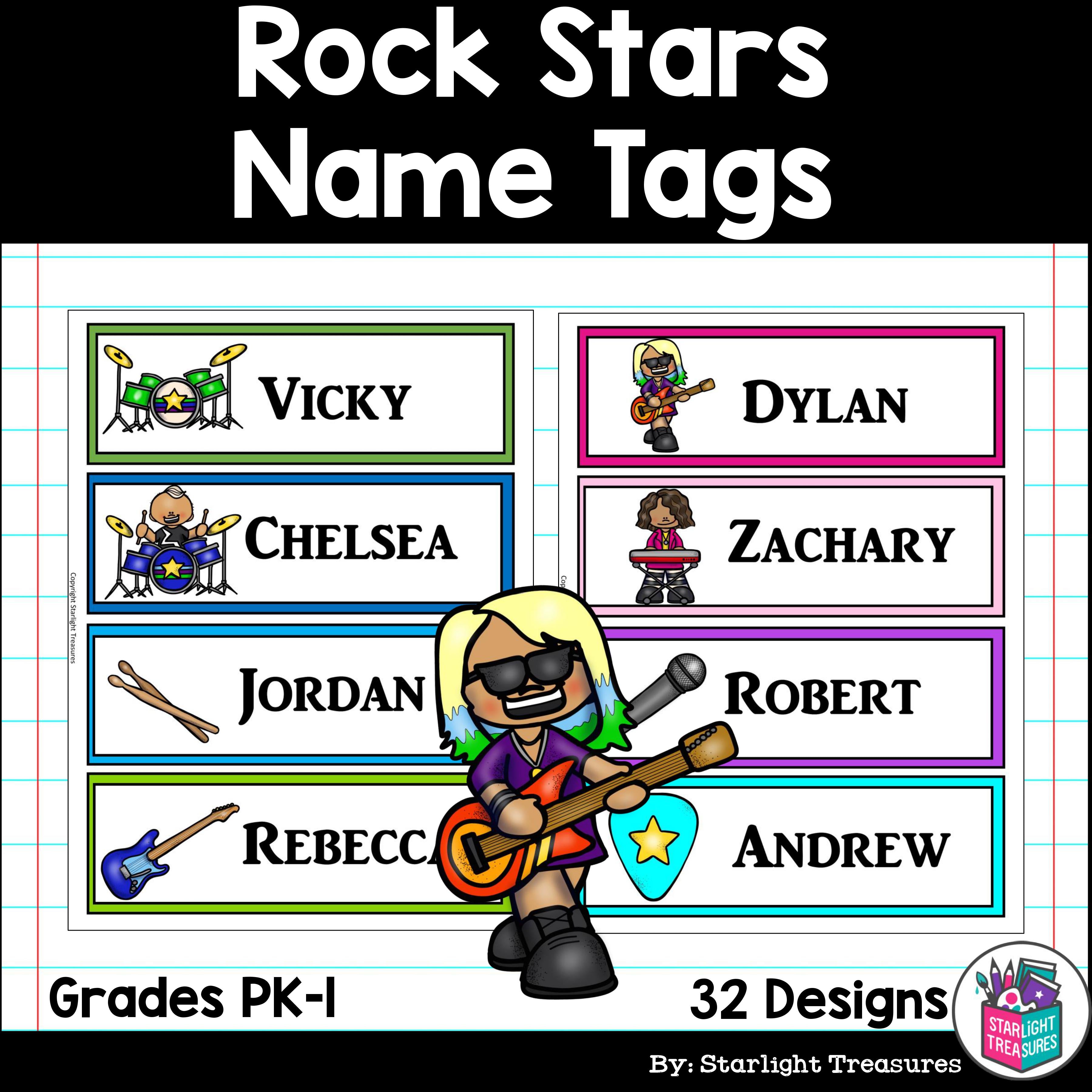Rock Stars Name Tags - Editable